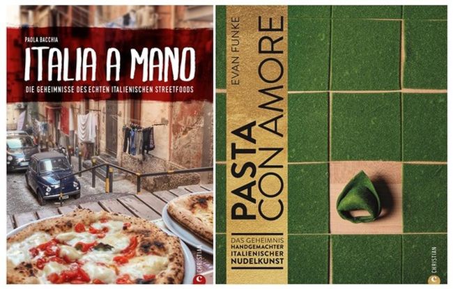"Italia a Mano" | Paola Bacchia | 29,99 Euro | ISBN 978-3-95961-497-9 "Pasta con Amore" | Evan Funke | 39,99 Euro | ISBN 978-3-95961-496-2